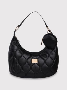 Caprese - Briar Textured Black Faux Leather Medium Hobo Handbag