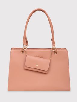 Caprese - Capri Solid Pink Faux Leather Large Laptop Handbag