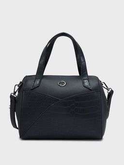 Caprese - Cabo Croco Black Faux Leather Medium Satchel Handbag