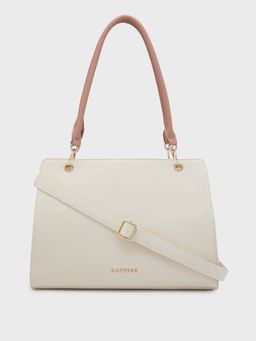 Caprese - Capri Solid Beige Faux Leather Large Handbag
