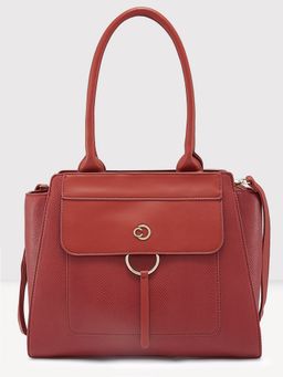 Caprese - Dakota Solid Terra Faux Leather Large Shoulder Handbag