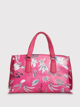 Caprese - Gemma Floral Printed Dark Pink Faux Leather Medium Satchel Handbag