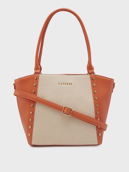 Caprese - Shelby Colorblock Beige Faux Leather Medium Handbag