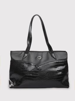 Caprese - Cabo Croco Black Faux Leather Large Tote Handbag
