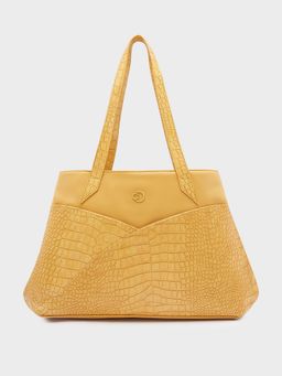 Caprese - Cabo Croco Ochre Faux Leather Large Tote Handbag