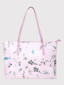 Caprese - Gemma Floral Printed Purple Faux Leather Large Tote Handbag