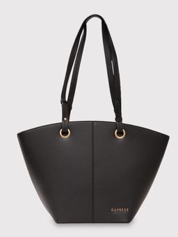 Caprese - Tasha Solid Black Faux Leather Large Tote Handbag