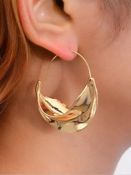 Karatcart - Gold-Toned Twisted Huggie Earrings for Women
