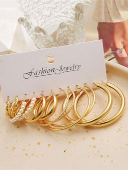 Karatcart - Gold Plated Contemporary Hoop Earrings for Women