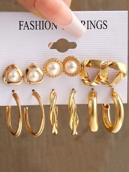 Karatcart - Gold-Plated Fashion Hoop and Stud Earrings Set for Women