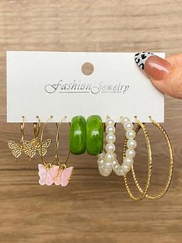 Karatcart - Butterfly Design Multicolor Contemporary Hoop Earrings for Women