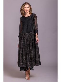 Karuna Khaitan - Black Iris Anarkali Kurta with Pant and Inner (Set of 3)