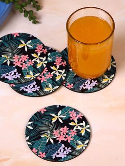 PENTADECO - Floral Round Coaster (Pack of 4)
