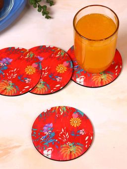 PENTADECO - Floral Round Coaster (Pack of 4)