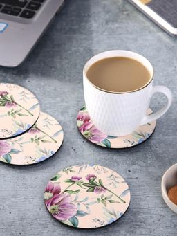 PENTADECO - Floral Round Coaster (Pack of 4)