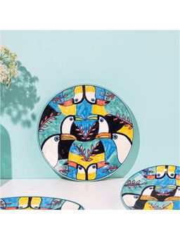 Amalfiee Ceramics - Handmade 10 Exclusive Tropical Bay Handpainted Dinner Plates Set Of 6 Pcs