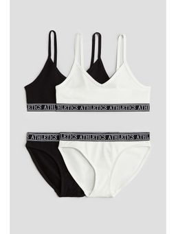 H&M - Girls White 4-Piece Cotton Underwear Set