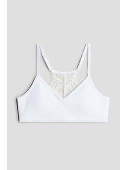 H&M - Girls White Lace-Detail Crop Bra