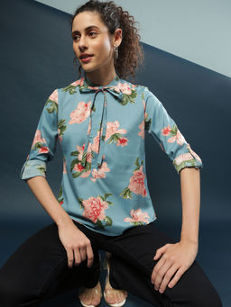 PINACOLADA - Blue Women Stylish Floral Design Casual Top