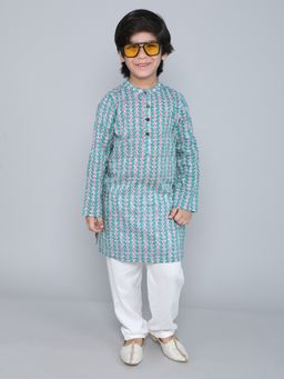 The Magic Wand - Boys Full Sleeves Printed Kurta and Pyjama (Set of 2)