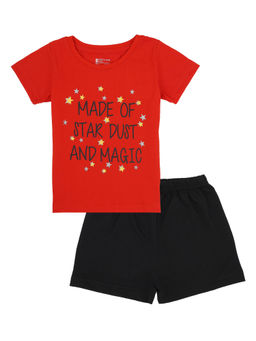 Bodycare - Girls Round Neck Half Sleeves Top and Shorts (Set of 2)