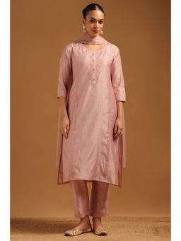 Soch - Blush Pink Chanderi Embroidered Kurta With Pant & Dupatta