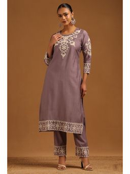 Soch - Purple Desert Storm Floral Dori Embroidered Kurta With Pant
