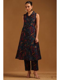 Soch - Navy Blue Muslin Ethnic Motifs Co-Ord Set