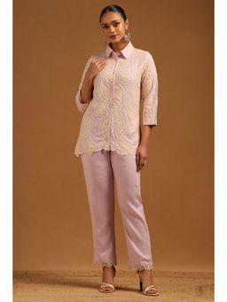 Soch - Purple Rayon Slub Embroidered Co-Ords Set