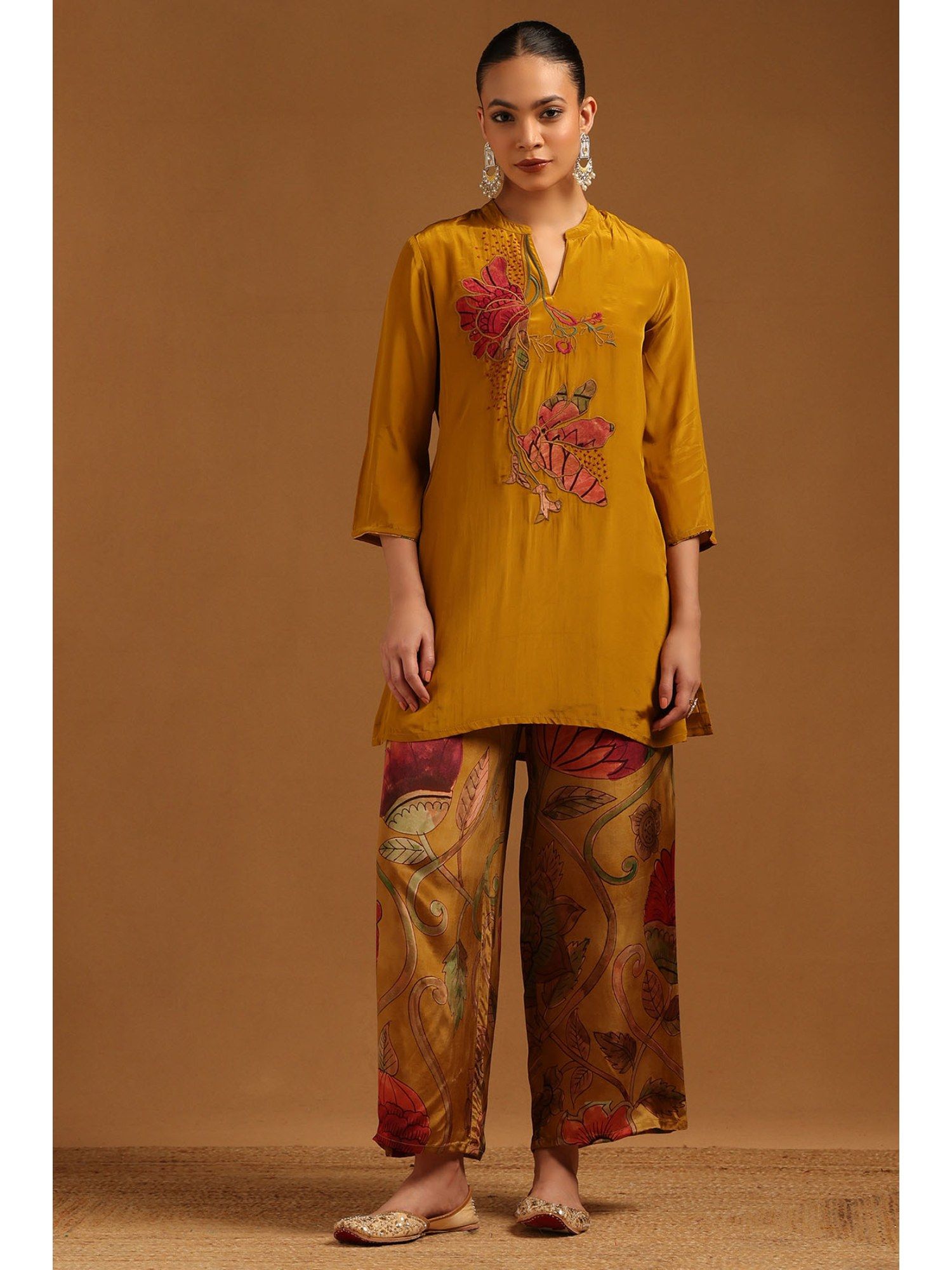 soch Mustard Crepe Floral Co-Ord Set-picture-38