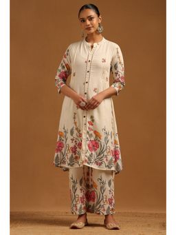 Soch - Beige Cotton Flex Botanical Co-Ords Set