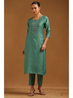 Soch - Teal Desert Storm Embellished Kurta With Pant