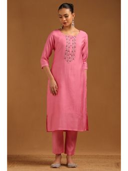 Soch - Pink Desert Storm Embellished Kurta With Pant