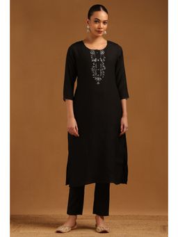 Soch - Black Desert Storm Solid Kurta With Pant