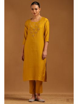 Soch - Mustard Desert Storm Floral Kurta With Pant