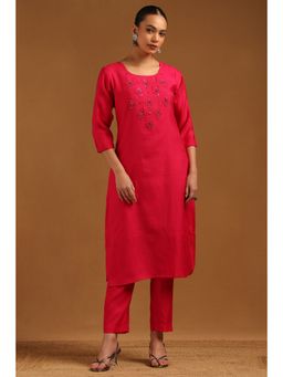 Soch - Fuchsia Desert Storm Floral Kurta With Pant