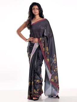 Boveee - Ginny Digital Printed Satin Georgette Saree with Unstitched Blouse