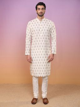 KISAH - Men Cream Kurta (Set of 2)