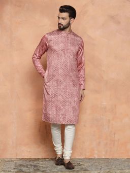 KISAH - Men Pink Kurta and Churidar (Set of 2)