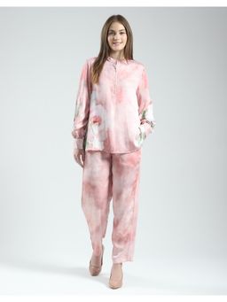 Monte Carlo - Women Pink Printed Regular Fit Co-Ord (Set of 2)