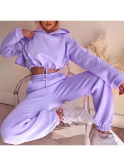 Outzidr - Women Purple Solid Regular Fit Co-Ord (Set of 2)