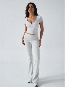 Outzidr - Women White Solid Slim Fit Co-Ord (Set of 2)