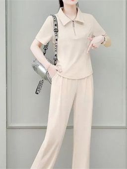 Outzidr - Women Pink Solid Regular Fit Co-Ord (Set of 2)