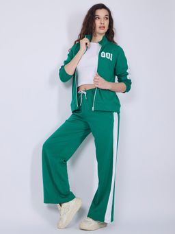 Outzidr - Women Green Solid Regular Fit Co-Ord (Set of 2)