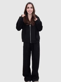 Outzidr - Women Black Solid Relaxed Fit Co-Ord (Set of 2)