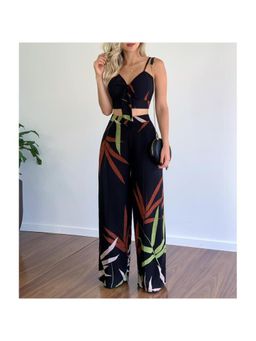 Outzidr - Women Black Printed Slim Fit Co-Ord (Set of 2)