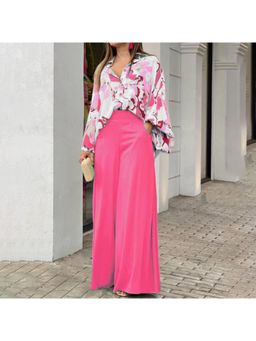 Outzidr - Women Pink Abstract Relaxed Fit Co-Ord (Set of 2)