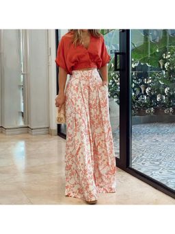 Outzidr - Women Red Floral Relaxed Fit Co-Ord (Set of 2)