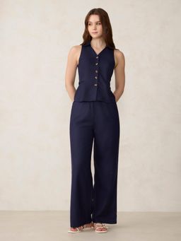 Outzidr - Women Navy Blue Solid Regular Fit Co-Ord (Set of 2)