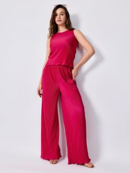 Outzidr - Women Pink Solid Relaxed Fit Co-Ord (Set of 2)